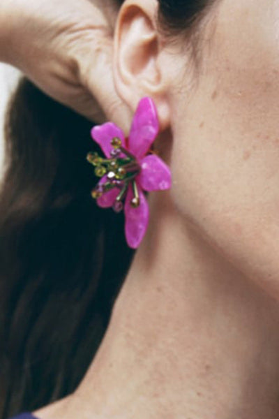 Colorful Acrylic Hand-woven Flower Earrings