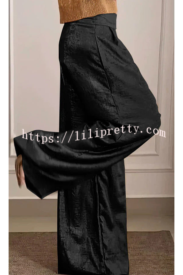 Fashionable Hot Stamping High Waist Casual Wide Leg Pants