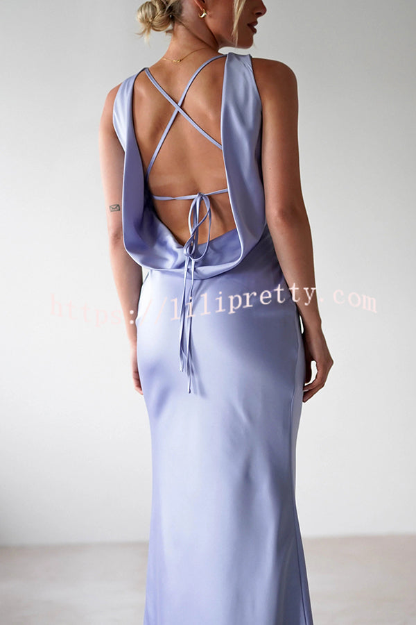 Solid Color Sexy Backless Lace-up Elegant Slim Maxi Dress