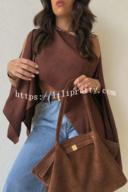 Light and Elegant Linen Blend Wide Neck Cape Sleeve Loose Top