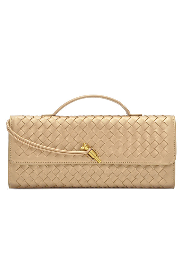 Woven Soft Leather Horizontal Square Accordion Bag