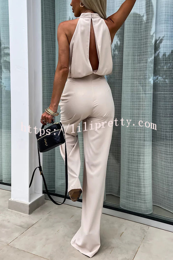 Fashionable Solid Color Sleeveless Hollow Slim Fit Jumpsuit