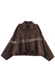 Fashion Lapel Long-sleeved Casual Bomber Jacket
