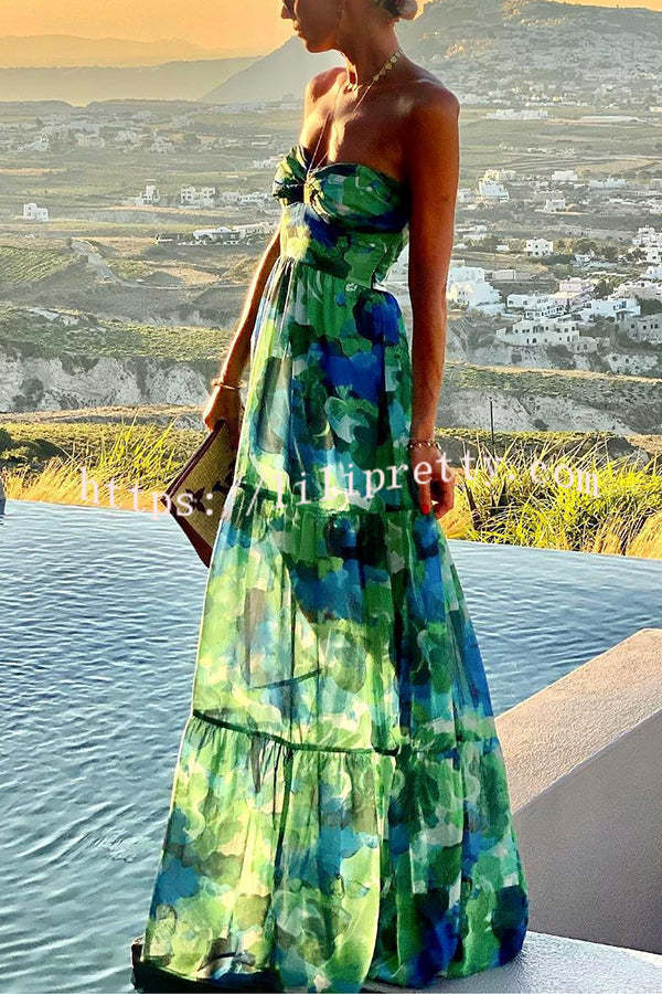 Lilipretty Vacation Colour Palette Floral Twist Bust Off Shoulder Maxi Dress