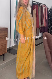 Unique Printed V-neck High-waisted Loose-fitting Holiday Maxi Dress