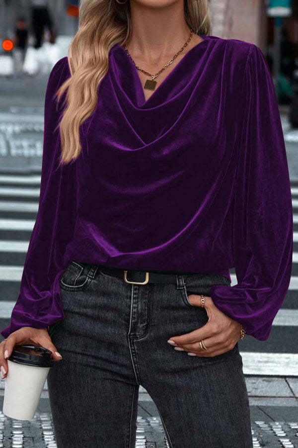 Fashionable Velvet Long-sleeved Loose Casual Top