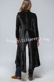 Vintage Velvet Long Loose Pocket Slit Coat