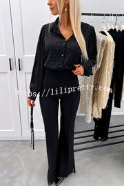 Fashionable Polka Dot Lantern Sleeve Loose Shirt