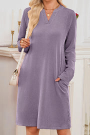 Solid Color Loose Long-sleeved Casual Knitted Mini Dress