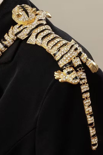 Fashionable Zinc Alloy Rhinestone Vintage Tiger Brooch