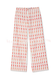 Good Luck Linen Blend Koi Pattern High Rise Elastic Waist Loose Pants