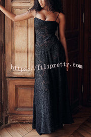 Fashion Sexy Suspenders See-through Holiday Slim Maxi Dress