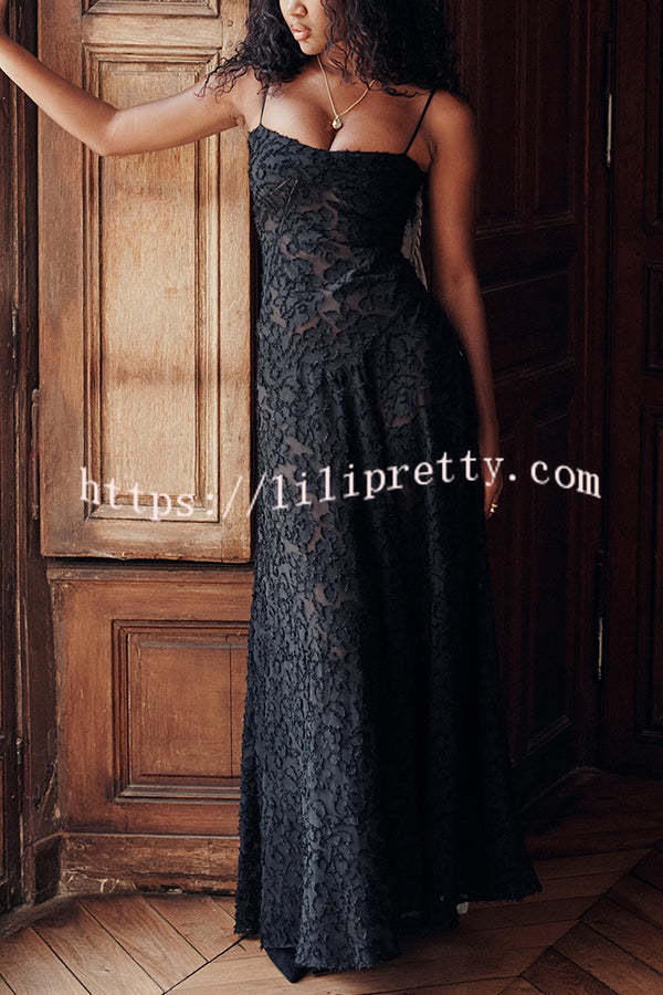 Fashion Sexy Suspenders See-through Holiday Slim Maxi Dress