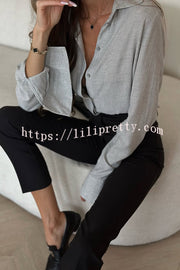 All for You Button Up Long Slit Sleeve Relaxed Blouse