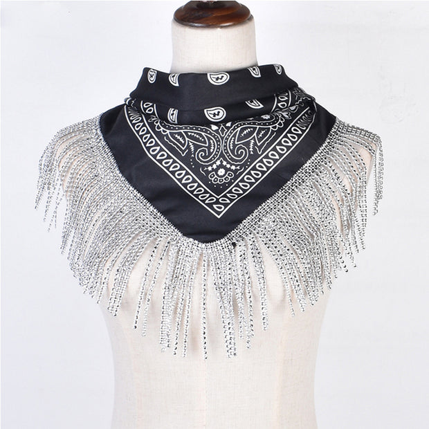 British Retro Diamond Tassel Square Scarf