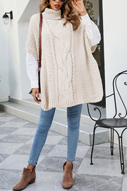 Solid Color Loose Turtleneck Shawl-style Knit Sweater