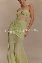 Fashion Lace Splicing Sexy Sleeveless Off-shoulder Slim Maxi Dress