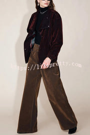 Taylor Denim Mid Rise Detachable Belt Flocked Pocket Wide Leg Jeans