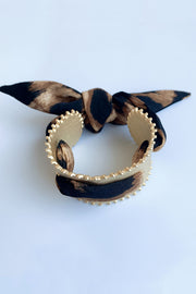 Matte Open Bracelet with Vintage Scarf