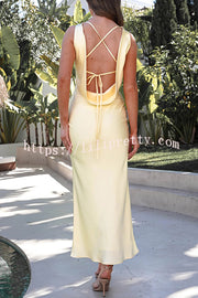 Solid Color Sexy Backless Lace-up Elegant Slim Maxi Dress