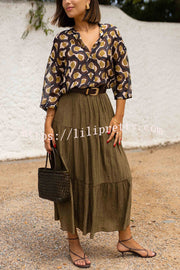 Solid Color Splicing Casual Vacation Maxi Skirt