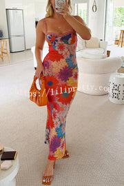 Floral Print Lace Trim Sexy Strapless Backless Slim Fit Maxi Dress