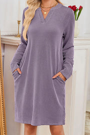 Solid Color Loose Long-sleeved Casual Knitted Mini Dress
