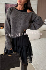 Upper East Chic Knit Wide Neck Long Sleeve Relaxed Sweater