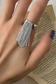 Fashionable Tassel Chain Geometric Open Ring