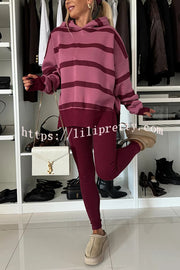 Fashion Loose Casual Hooded Long Sleeve Sweatshirt and Elastic Waist Leggings Set