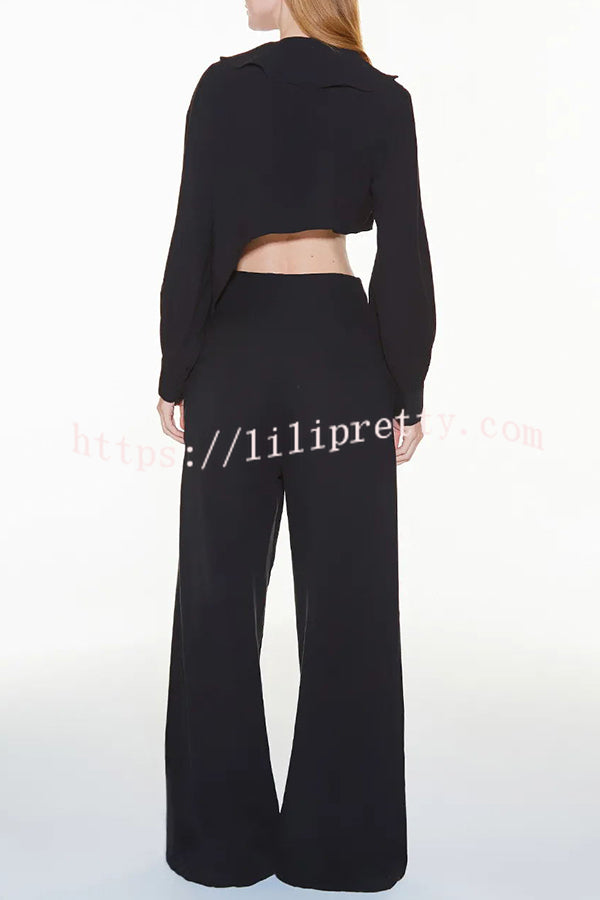 Lilipretty Adriano Double Button High Waist Pocketed Wide Leg Pants