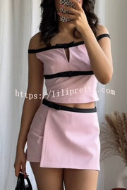 Fashionable Contrasting Bow-decorated Slit Shorts