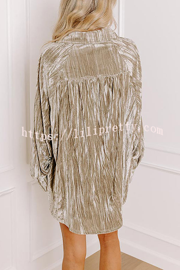 Solid Color Velvet Light-sensitive Drape Loose Shirt