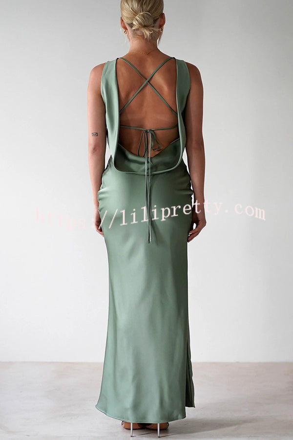 Solid Color Sexy Backless Lace-up Elegant Slim Maxi Dress