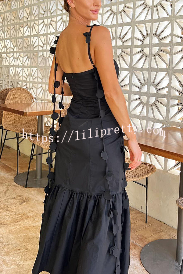 Romantic Getaway Round Decorative Draped Braid Fishtail Midi Dress