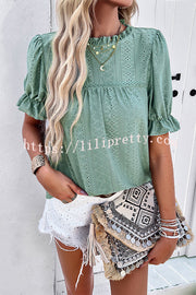 Solid Color Short Sleeved Patchwork Hollow Pleated Shirt