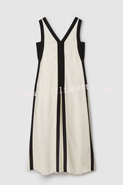Lilipretty® Elegant Piano Keys Reversible Style Colorblock A-line Maxi Dress