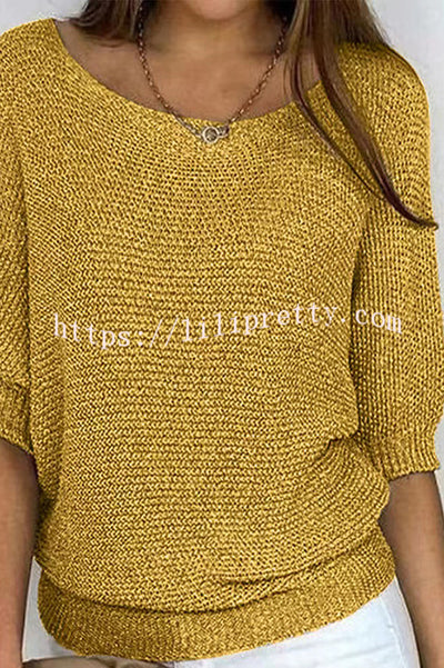 Lilipretty Crew Neck Knitted Half Sleeve Sweater