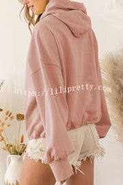 Lilipretty Front Pocket Zip Drawstring Long Sleeve Hoodie