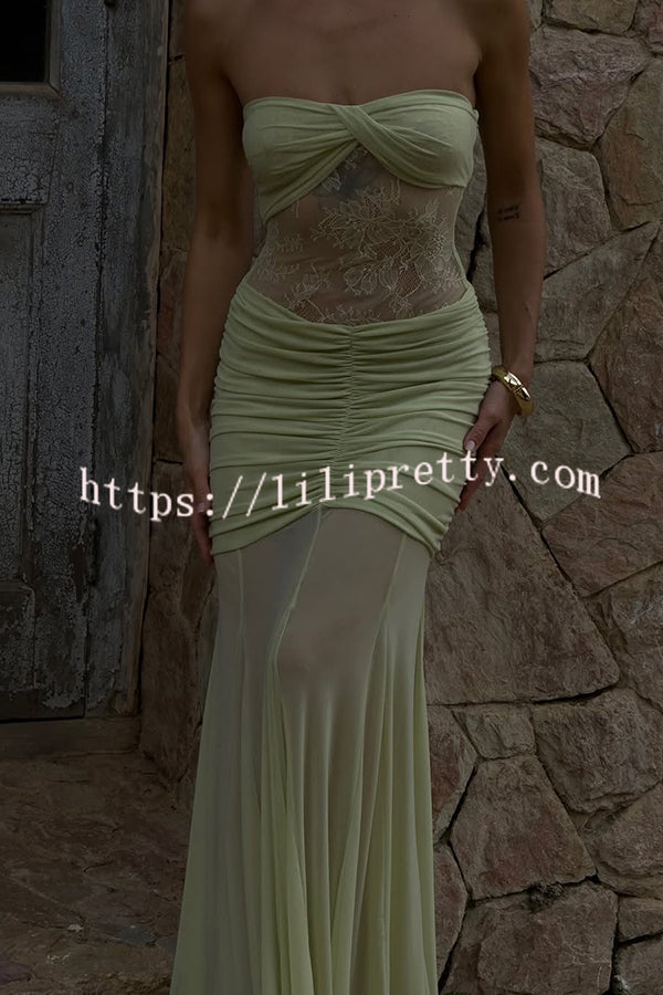 Fashion Lace Splicing Sexy Sleeveless Off-shoulder Slim Maxi Dress