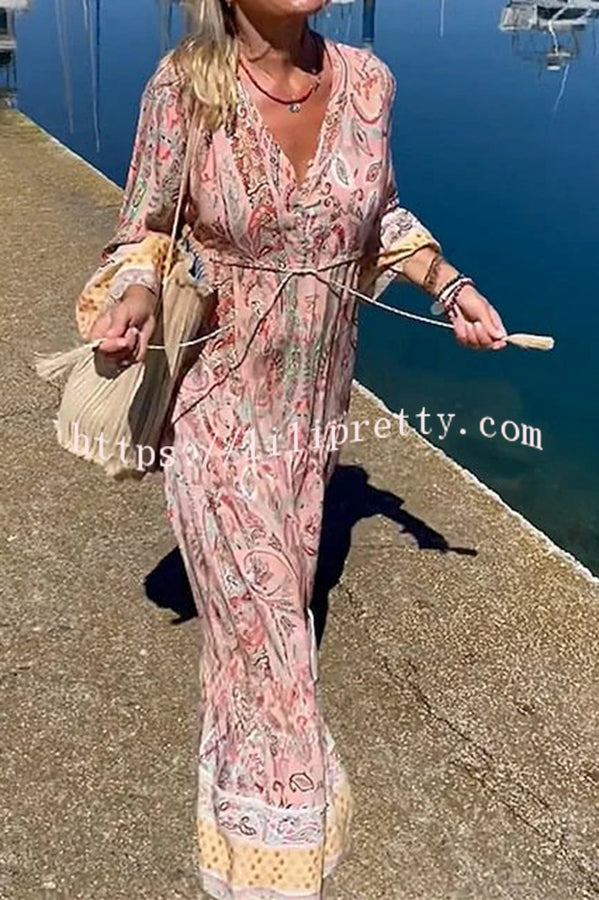 Lilipretty Floral Print Pullover Long Sleeved Maxi Dress