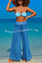 Solid Color Loose Metal Buckle Beach Pants