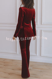 Delicate Daze Velvet High Rise Elastic Waist Flare Pants