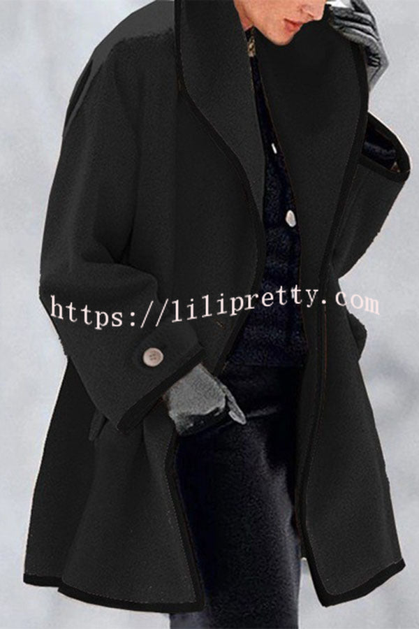 LIlipretty Febecool Button Down Lapel Pocket Long Sleeved Coat