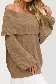Solid Color Loose Off-shoulder Long-sleeved Casual Knit Sweater