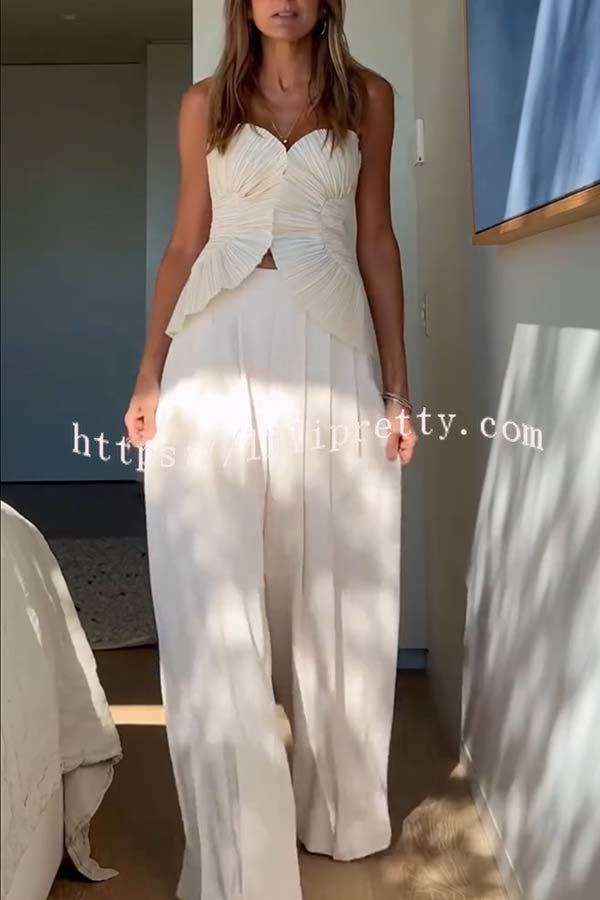 Show Exquisiteness Satin Pleated Heart-shaped Off Shoulder Halter Tank