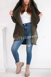 Solid Color Loose Hooded Zip-up Casual Sports Jacket