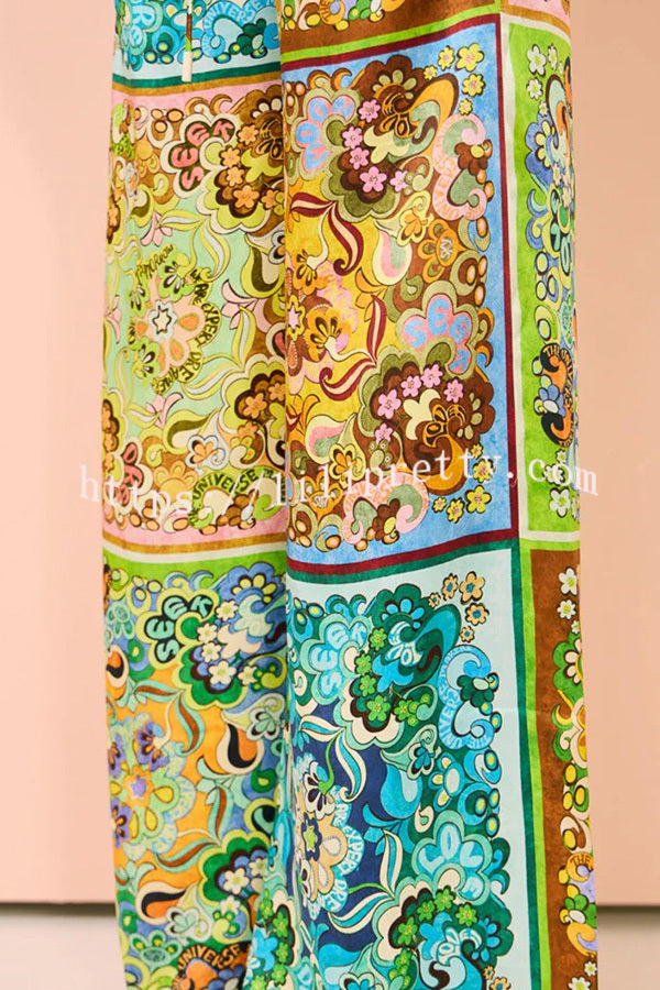 Lilipretty® Joselyn Paisley Colorblock Unique Print Elastic Waist Pocket Pants Set