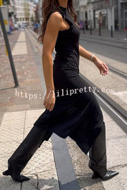 Lilipretty Zella Round Neck Sleeveless Tie Waist Tank Midi Dress