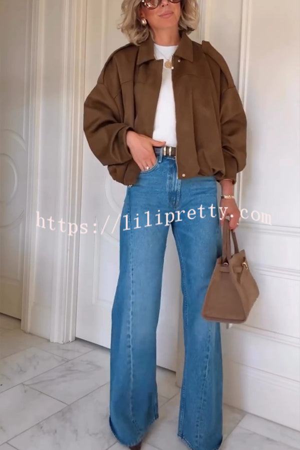 Fashion Lapel Long-sleeved Casual Bomber Jacket